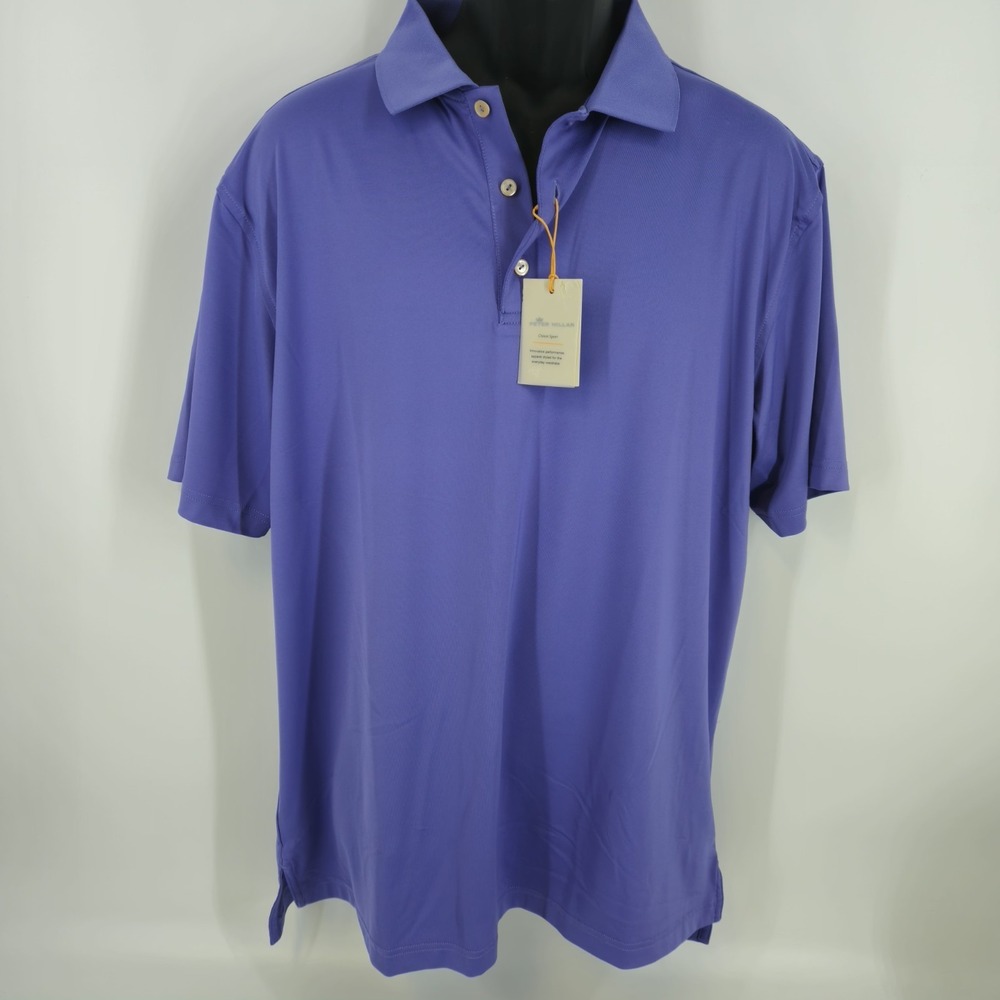Peter Millar Mens Size Large Sean Stretch Jersey Polo Shirt Purple Travel Luxury - Picture 2 of 8
